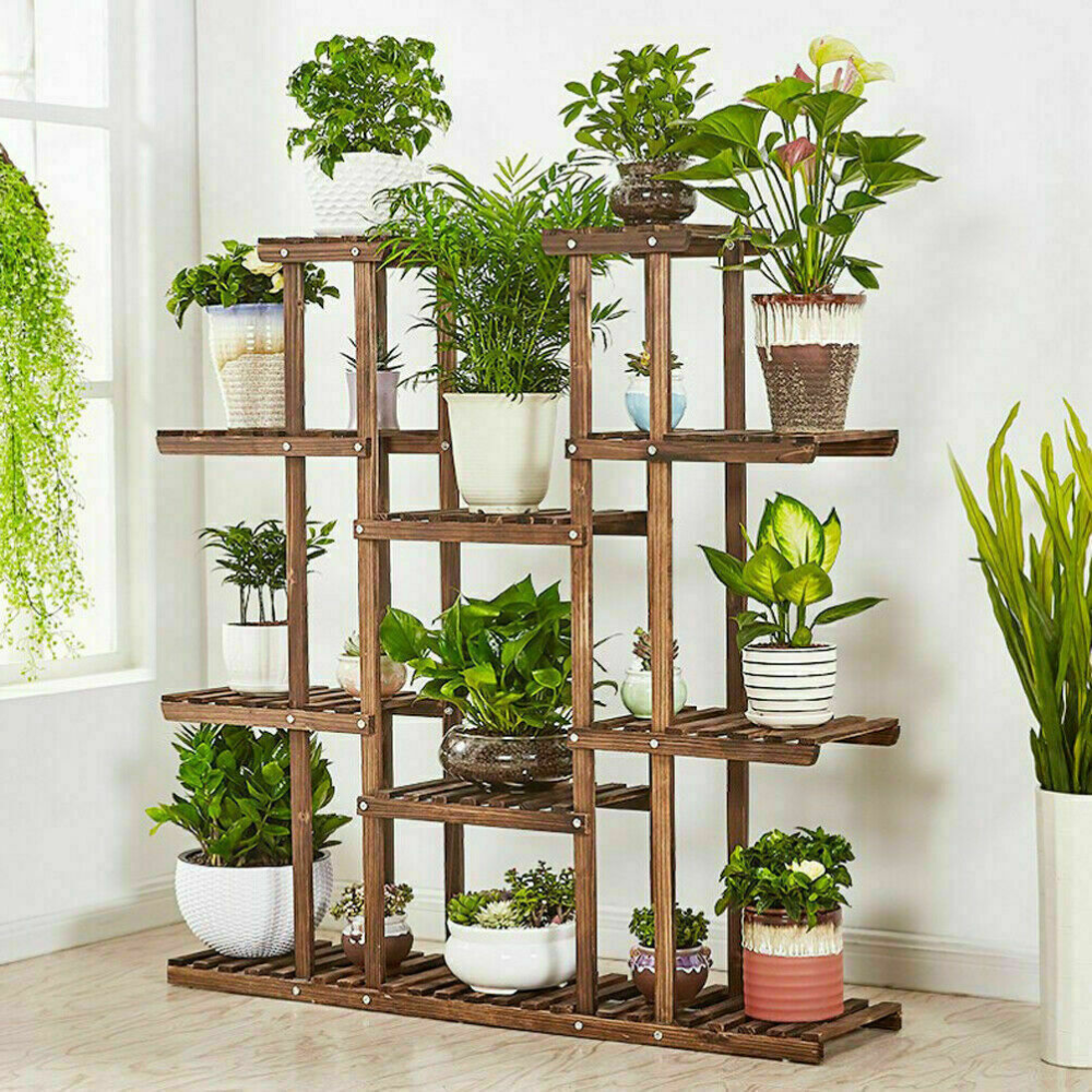 16 Potted Wood Flower Rack Plant Display Storage Shelves