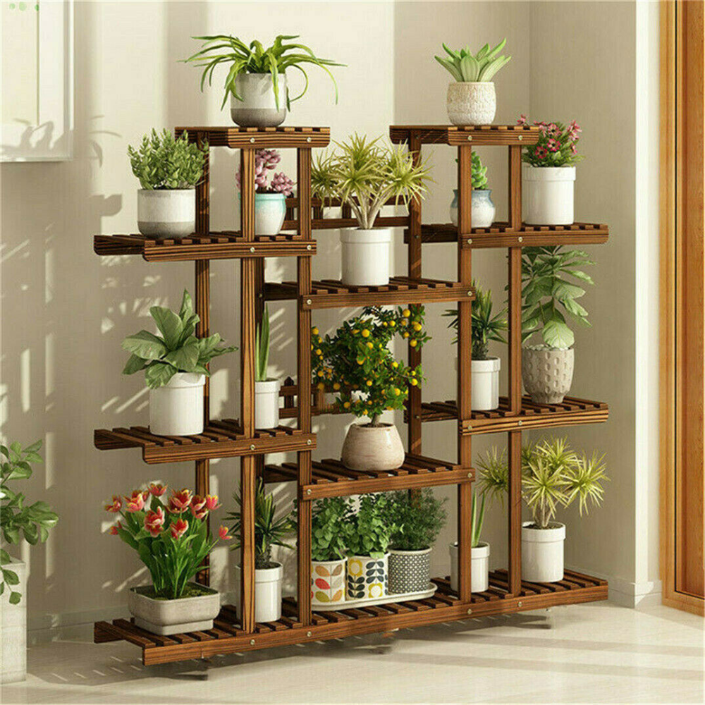16 Potted Wood Flower Rack Plant Display Storage Shelves