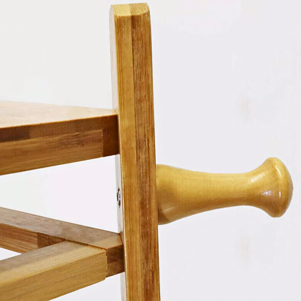 Bamboo Coat Rack Free Standing 2-Shelves Clothing Storage Garment Organizer