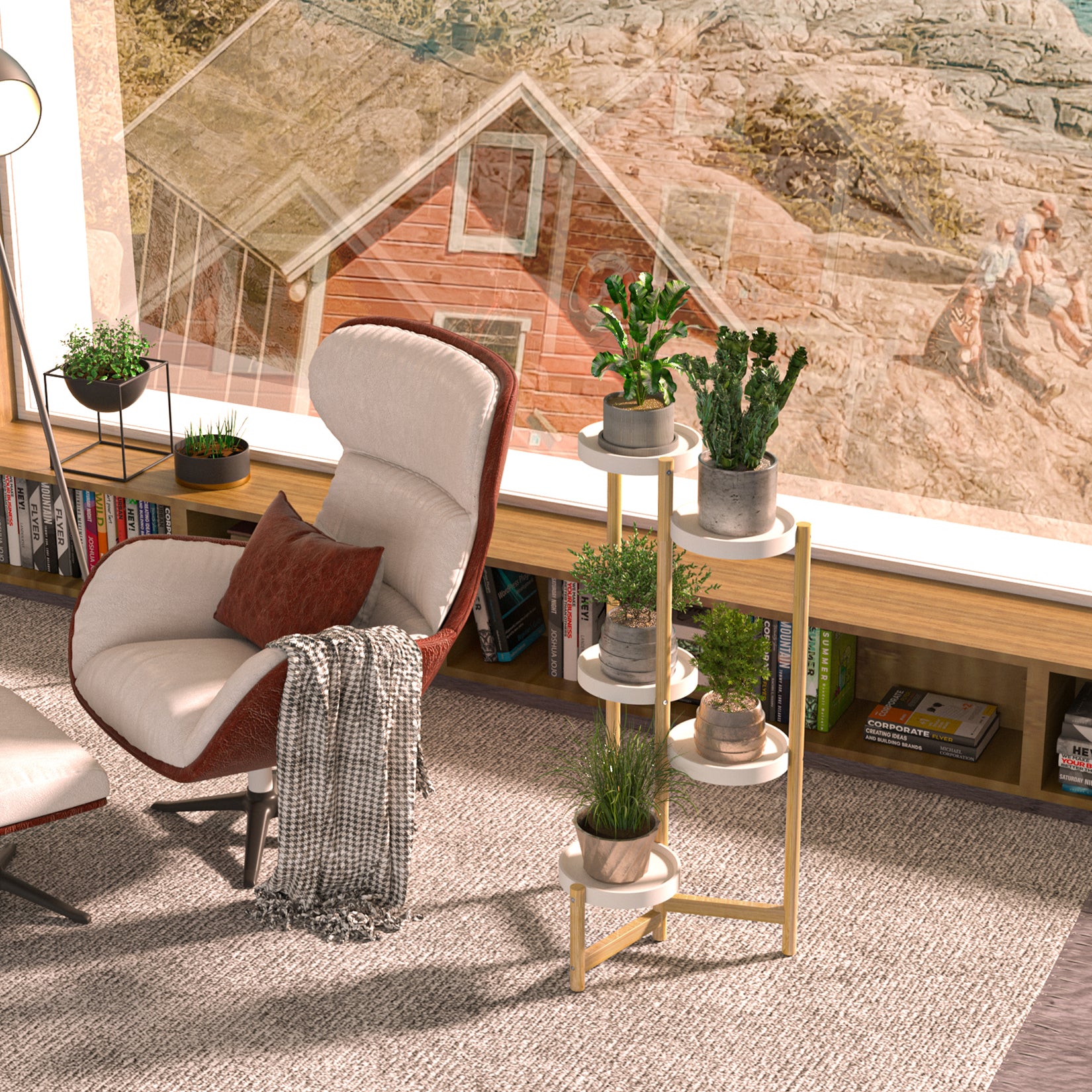 5 Tier Tall Corner Plant Stand Holder and Display Rack