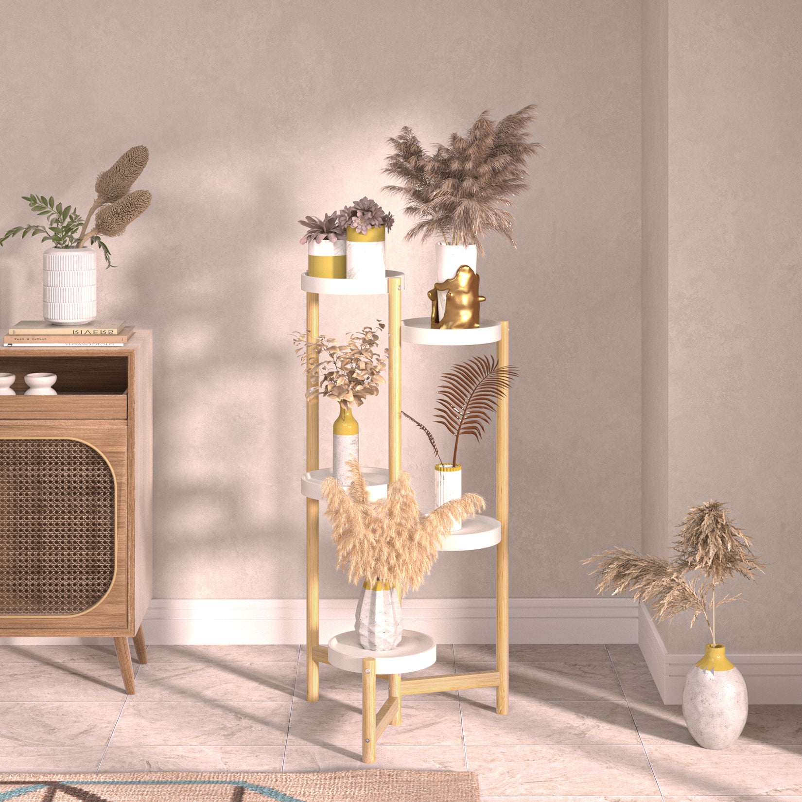 5 Tier Tall Corner Plant Stand Holder and Display Rack