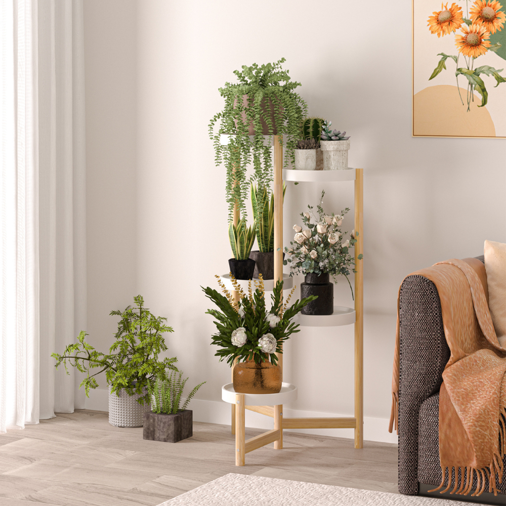 5 Tier Tall Corner Plant Stand Holder and Display Rack