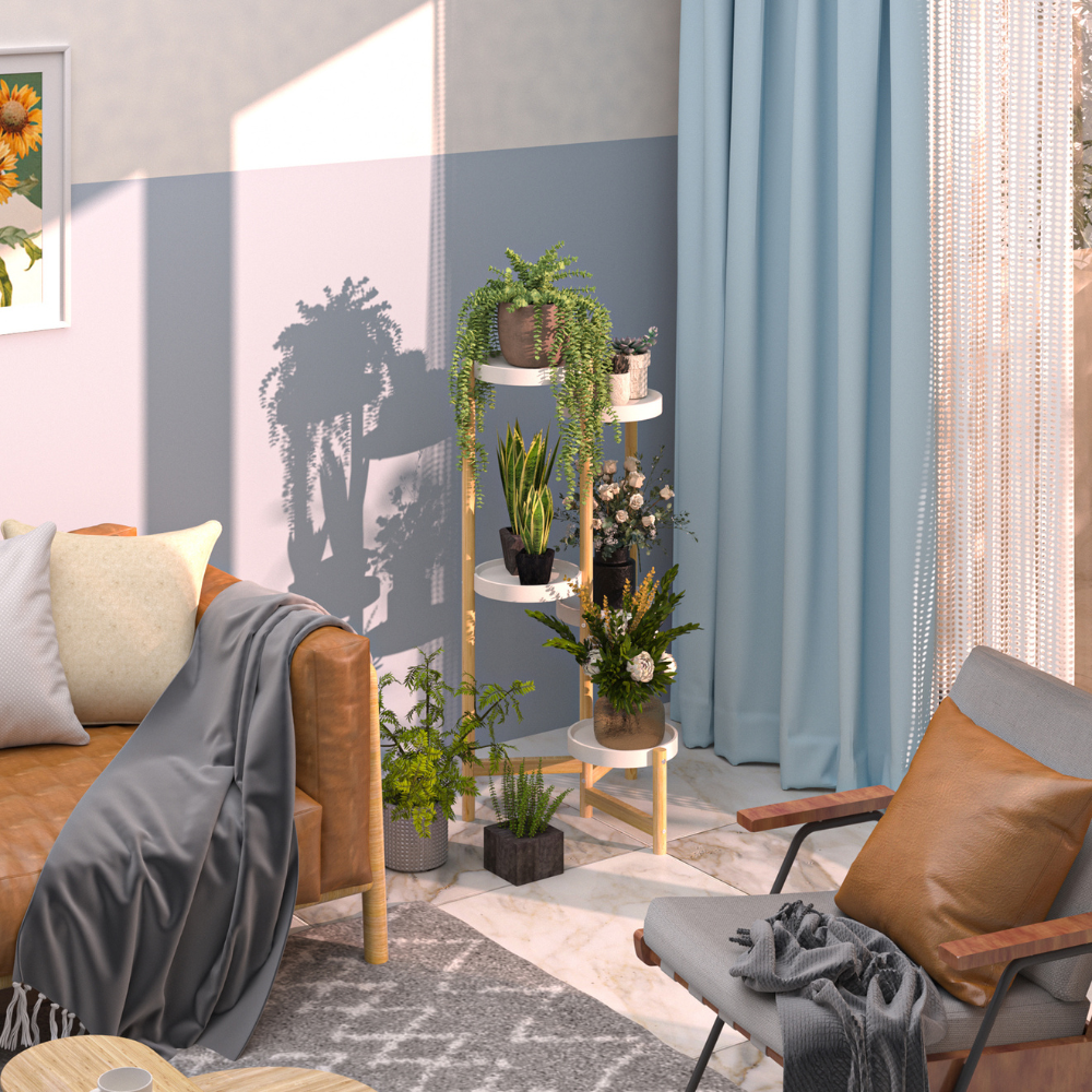 5 Tier Tall Corner Plant Stand Holder and Display Rack