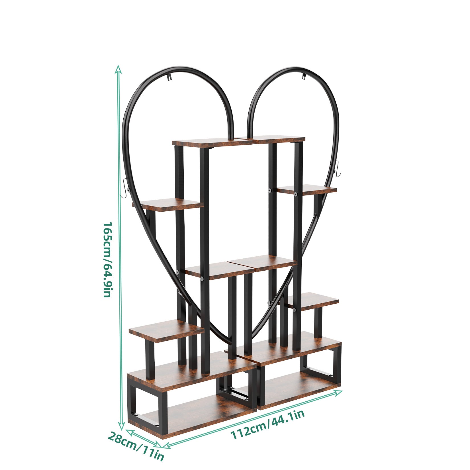 6-Tier Heart-Shaped Metal Plant Shelf – Charming Display for Potted Plants