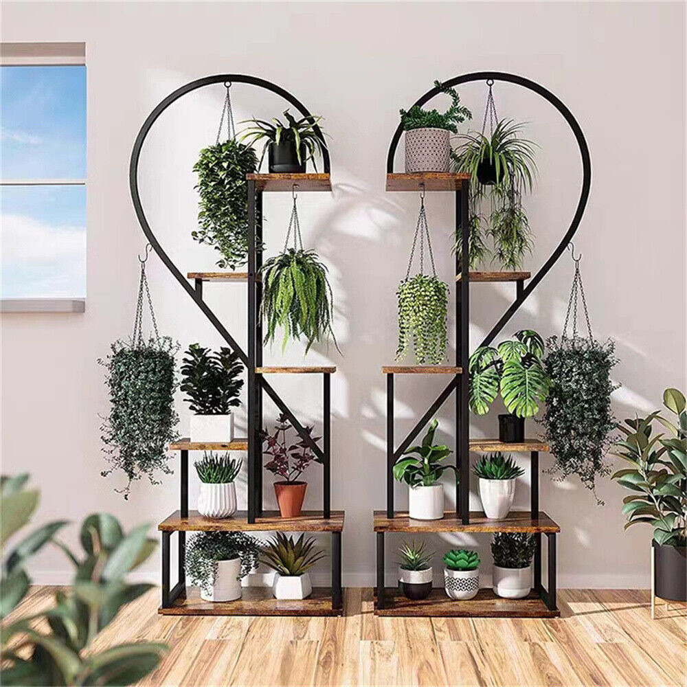 6 Tier Metal Plant Shelf Heart Shape Ladder Plant Stands