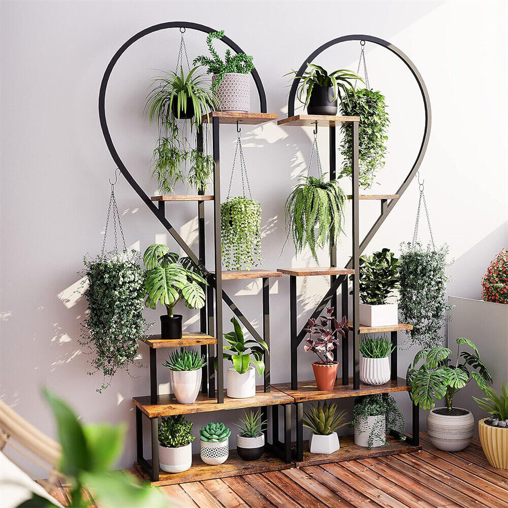 6 Tier Metal Plant Shelf Heart Shape Ladder Plant Stands