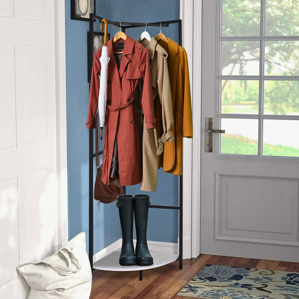 Corner Entryway Freestanding Hall Tree Coat Rack