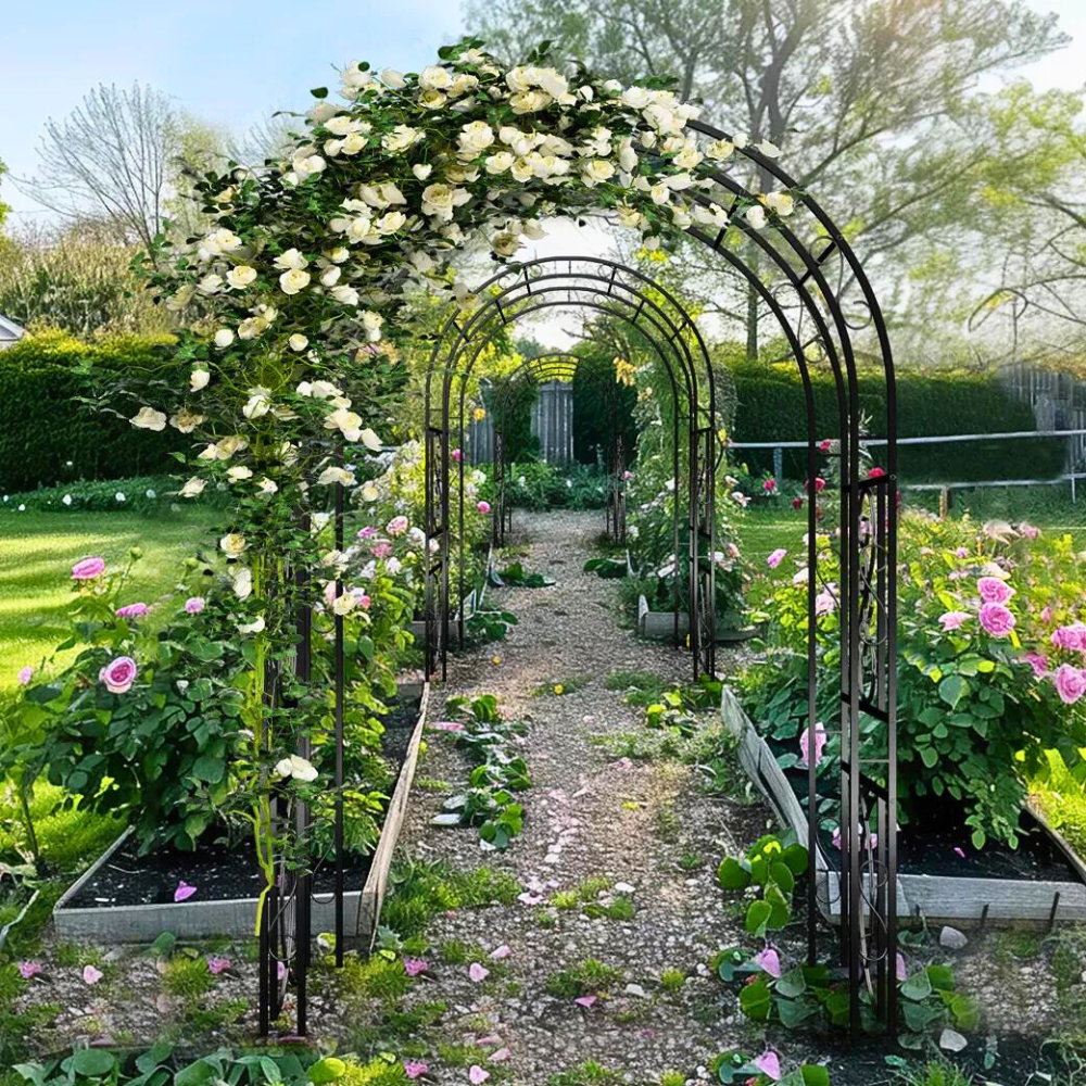 Garden Arches Outdoor Black Metal Arbor for Climbing Plants