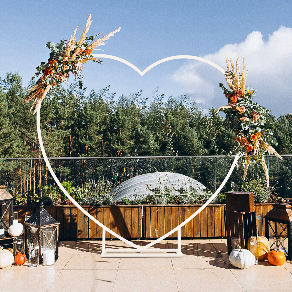 Heart Shaped White Metal Balloon Arch Stand Frame Display Kit for Wedding