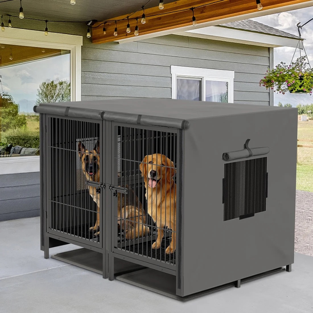 Double Door Waterproof Dog Kennel Cover