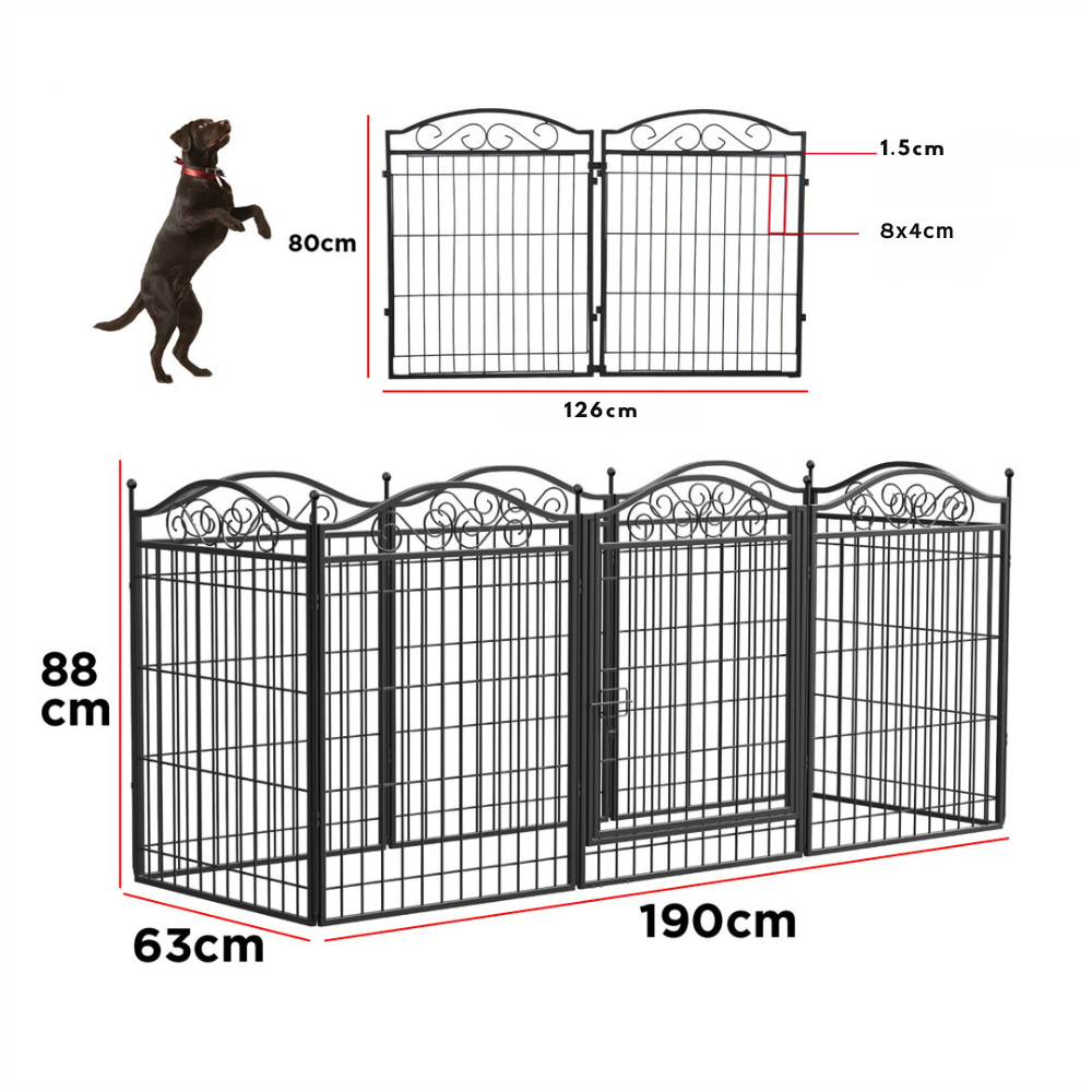 Premium Foldable 8-Panel Metal Dog Playpen with Gate