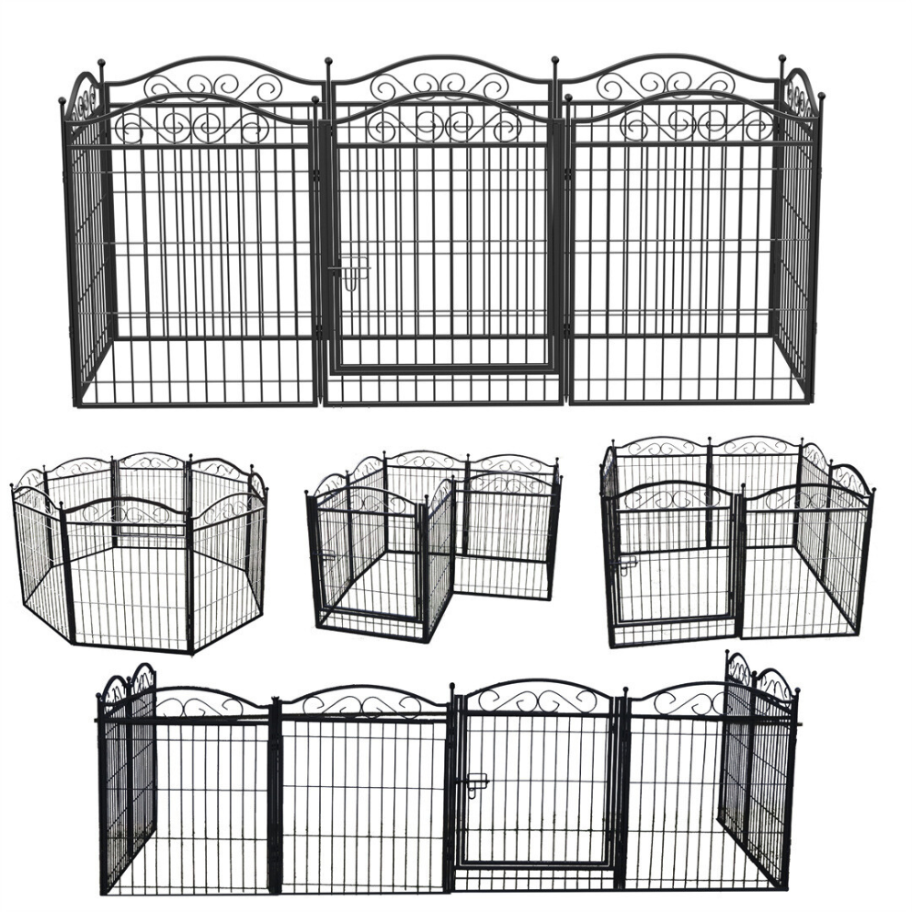 Premium Foldable 8-Panel Metal Dog Playpen with Gate