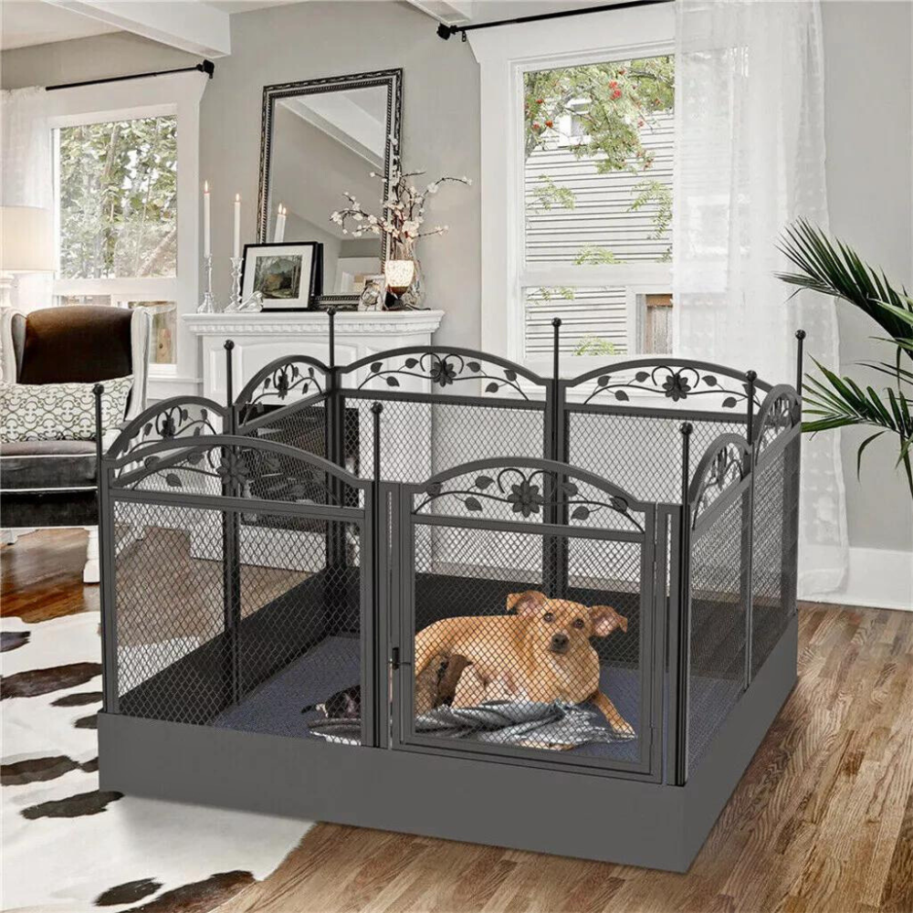 8-Panel DIY Heavy Duty Dog Playpen with Waterproof Pad