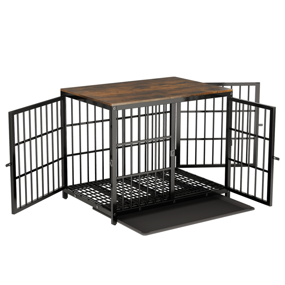 3-Door Dog Furniture Style Dog Crate End Table Pet Kennel with Removable Tray