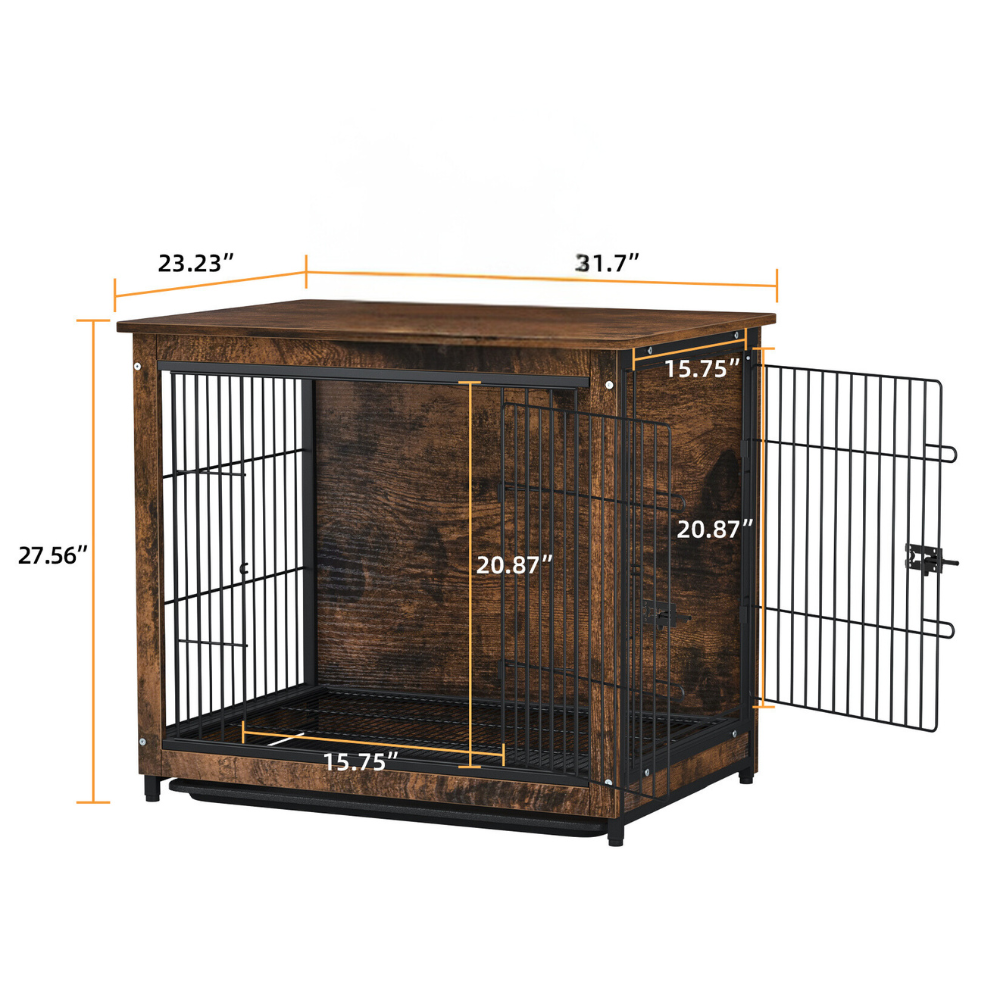 Wooden Pet Kennel Crate with Tabletop – Spacious Indoor Furniture for Medium to Large Dogs
