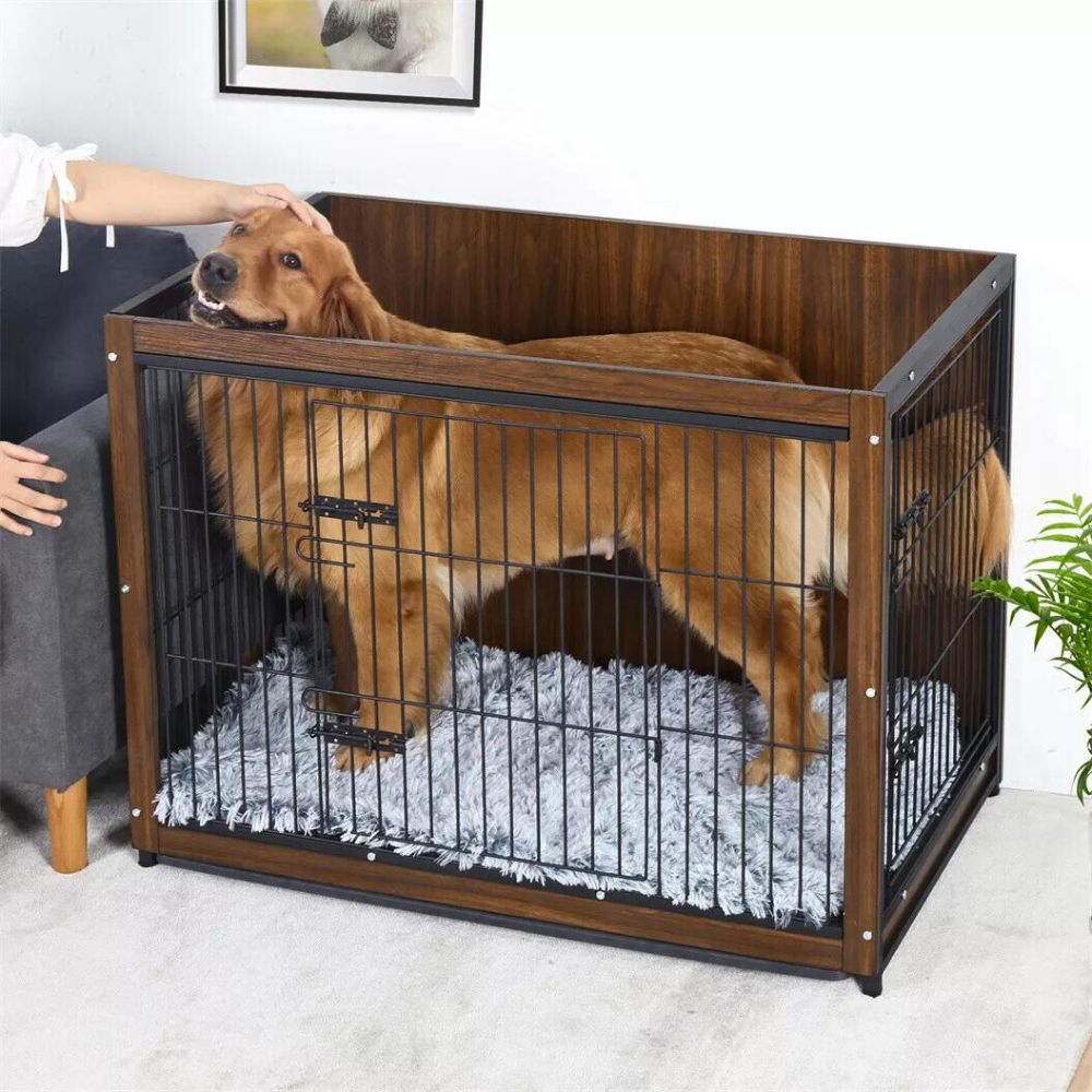 Wooden Pet Kennel Crate with Tabletop – Spacious Indoor Furniture for Medium to Large Dogs