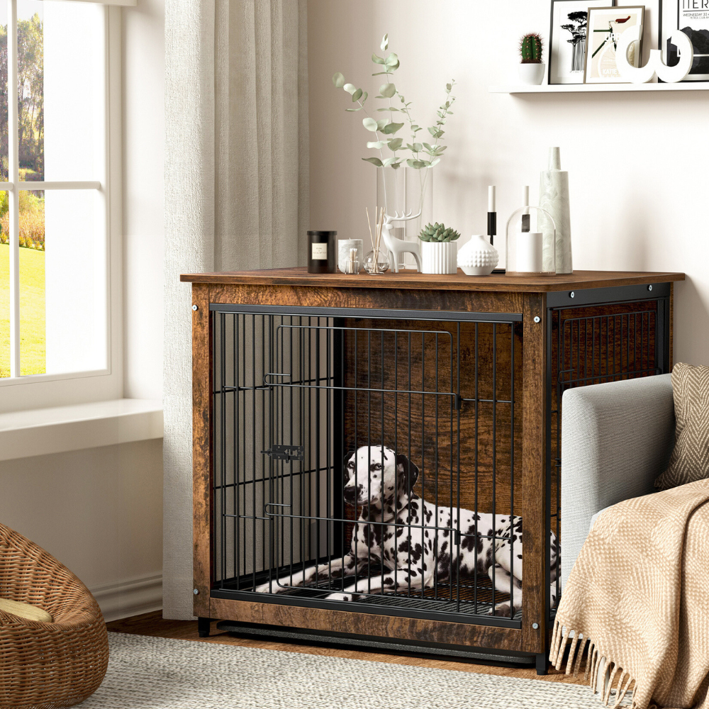 Wooden Pet Kennel Crate with Tabletop – Spacious Indoor Furniture for Medium to Large Dogs