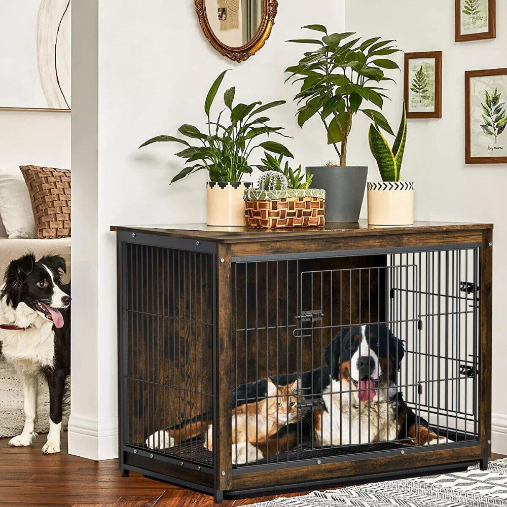 Wooden Pet Kennel Crate with Tabletop – Spacious Indoor Furniture for Medium to Large Dogs