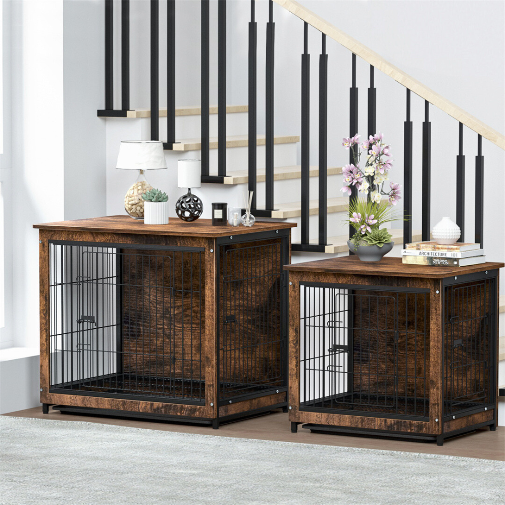 Wooden Pet Kennel Crate with Tabletop – Spacious Indoor Furniture for Medium to Large Dogs