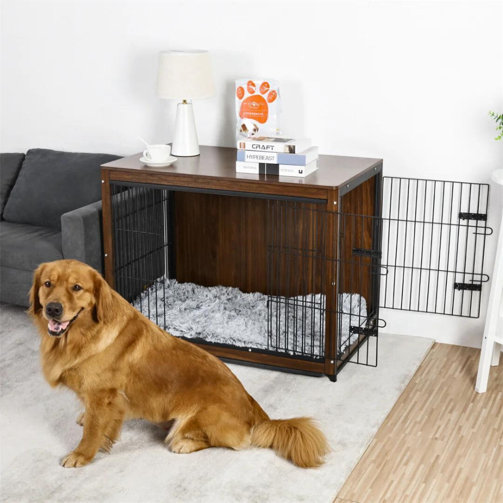 Stylish High-end Wooden Dog Crate End Table Kennel