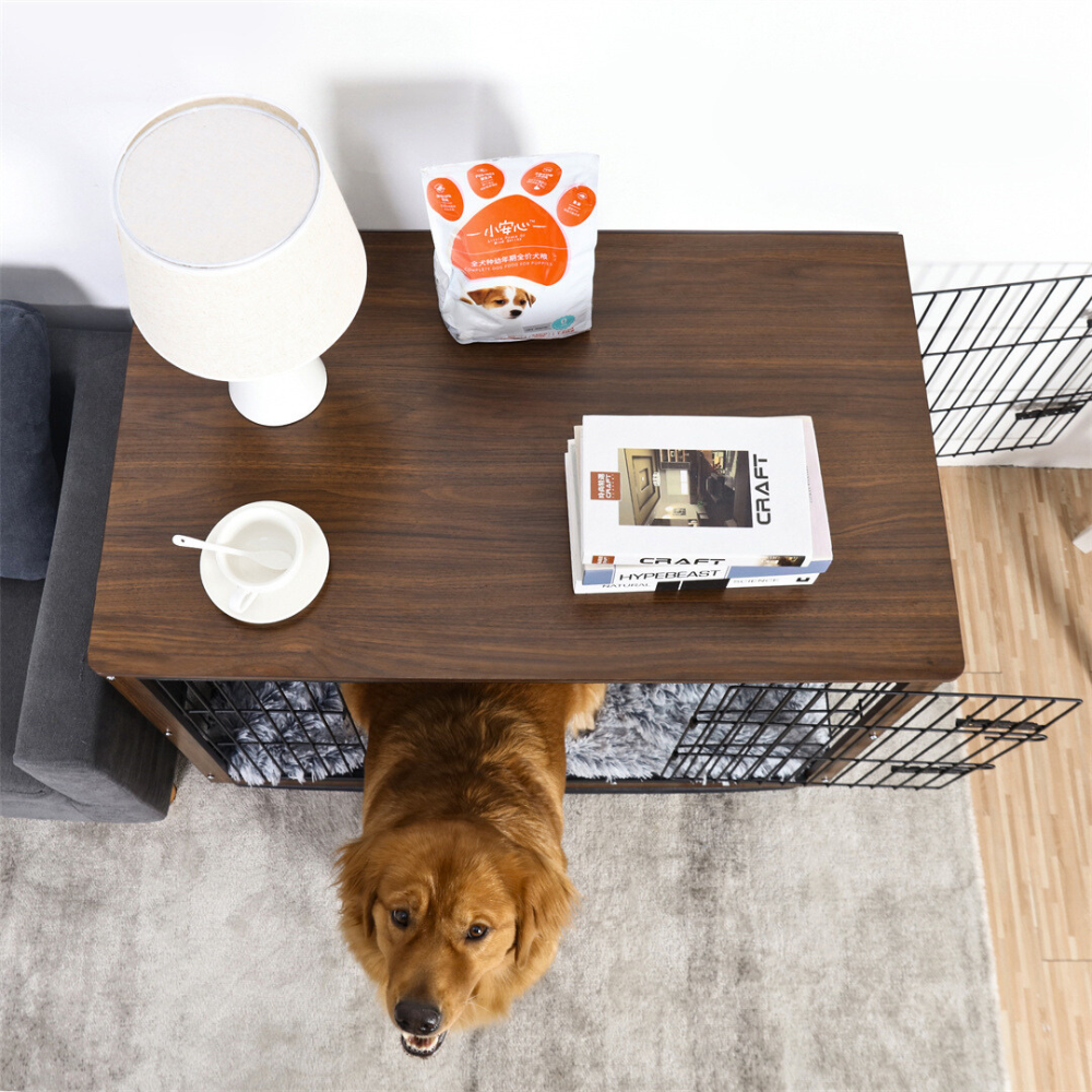 Stylish High-end Wooden Dog Crate End Table Kennel