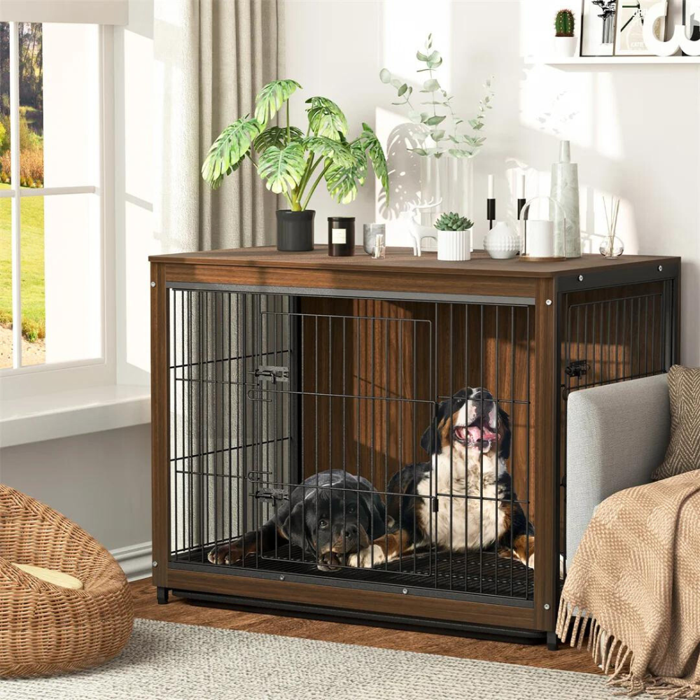 Stylish High-end Wooden Dog Crate End Table Kennel