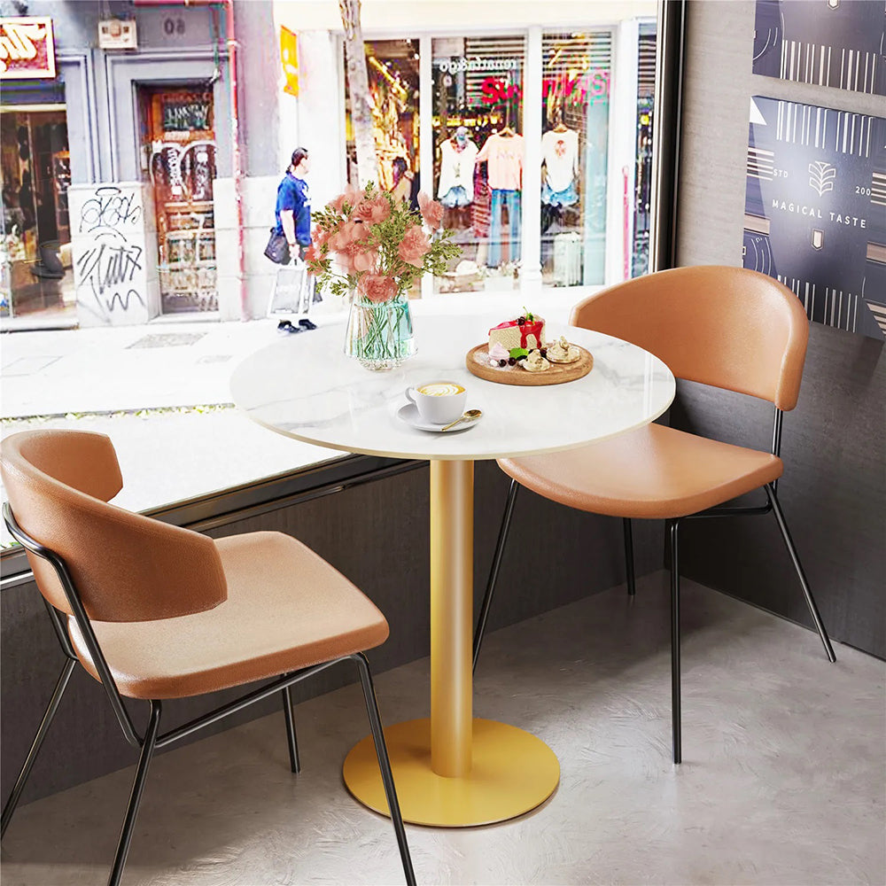 High Bistro Pub Table Round Bar Metal Base Sintered Stone Top Table