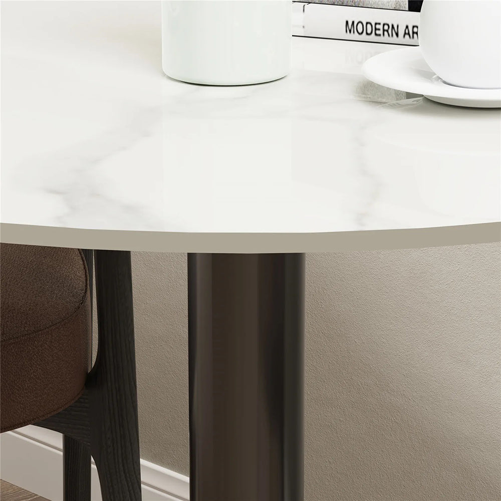 High Bistro Pub Table Round Bar Metal Base Sintered Stone Top Table