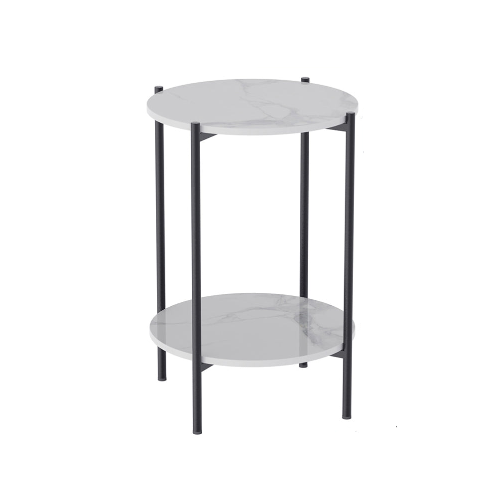 2-tier Round Sintered Stone Side Table Coffee End Table