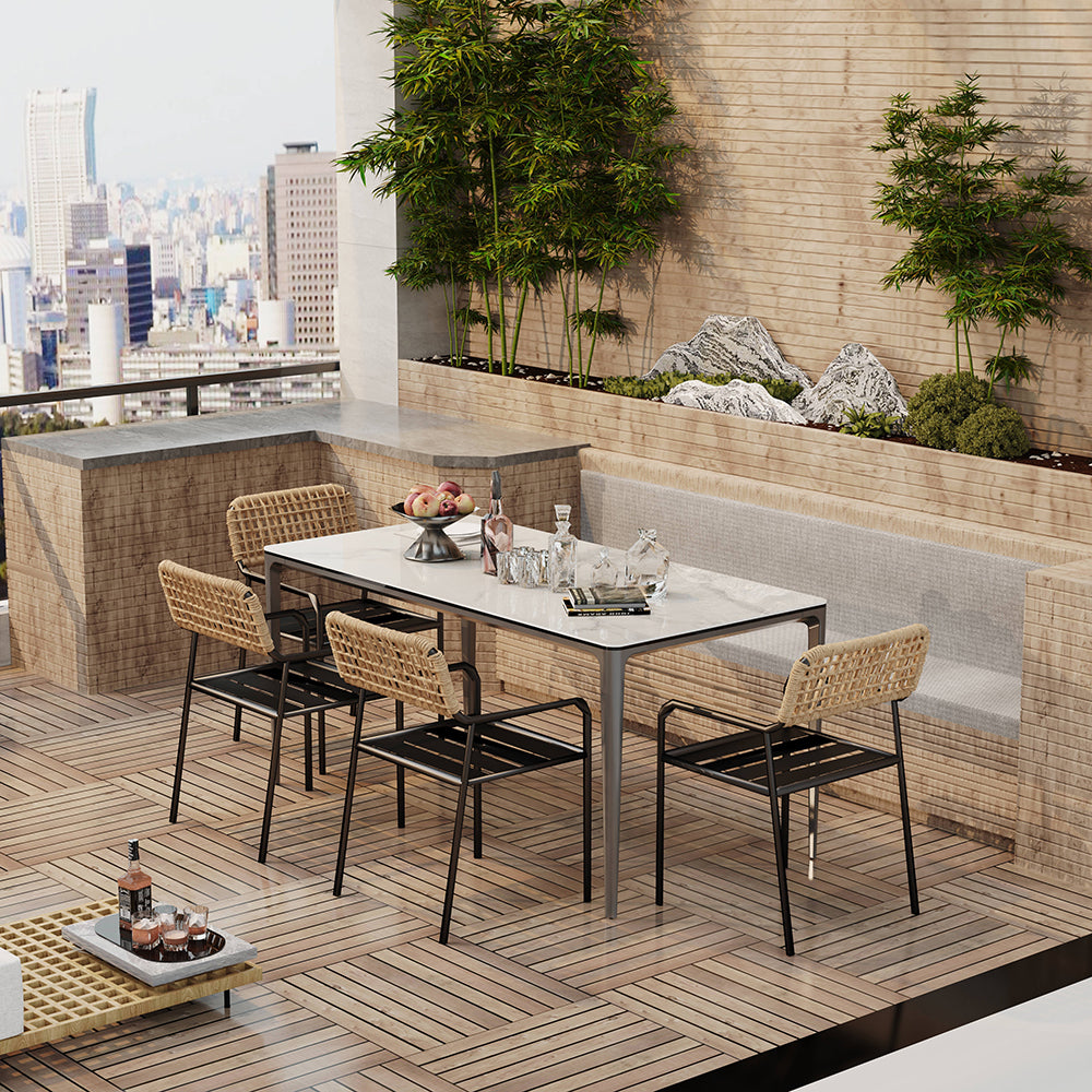 Tempered Glass Top Rectangular Kitchen Dining Table No Chairs