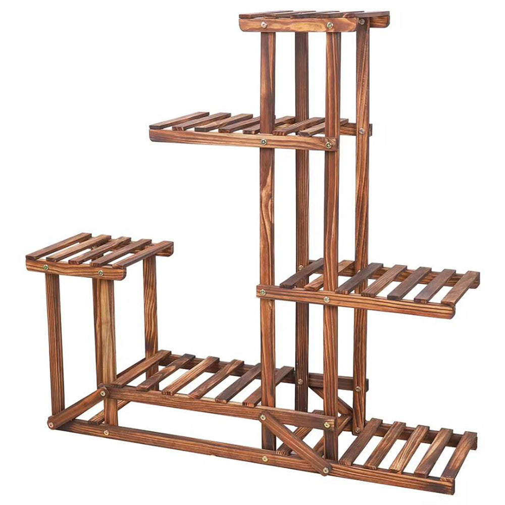 6 Tiered Wood Plant Flower Stand Shelf Planter Pots