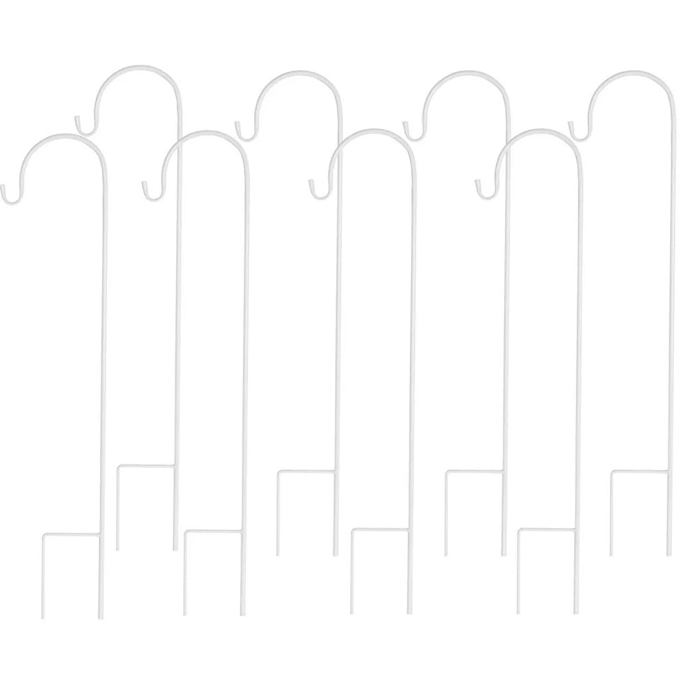 Set of 8 Metal Shepherd Crook Hook Bird Feeder Pole Plants Basket Hanger