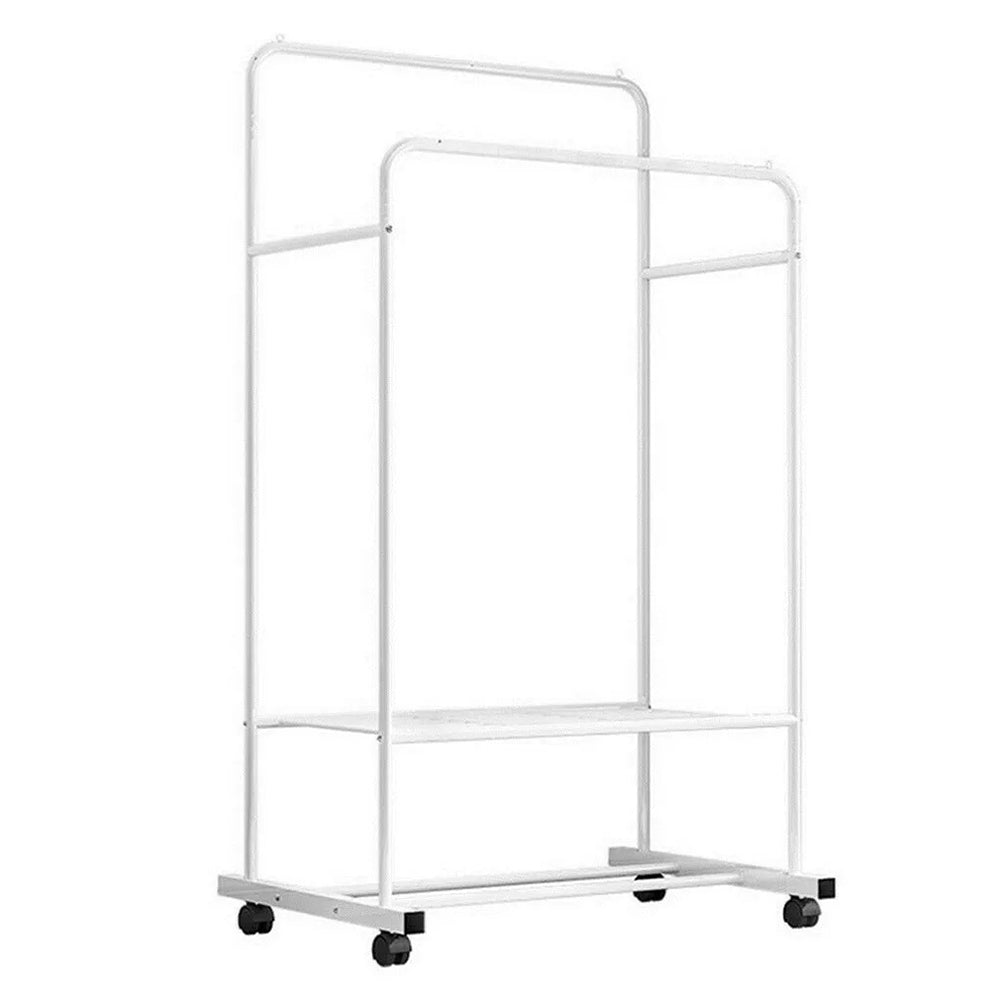 1.5m Clothes Rack Double Rail Rolling Stand Shoes Rack Storage Shelf