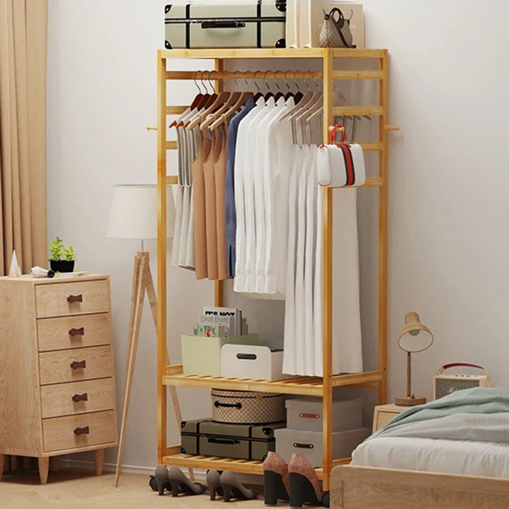 Hanging Heavy Duty Rolling Clothes Racks with Shoe Clothing Storage