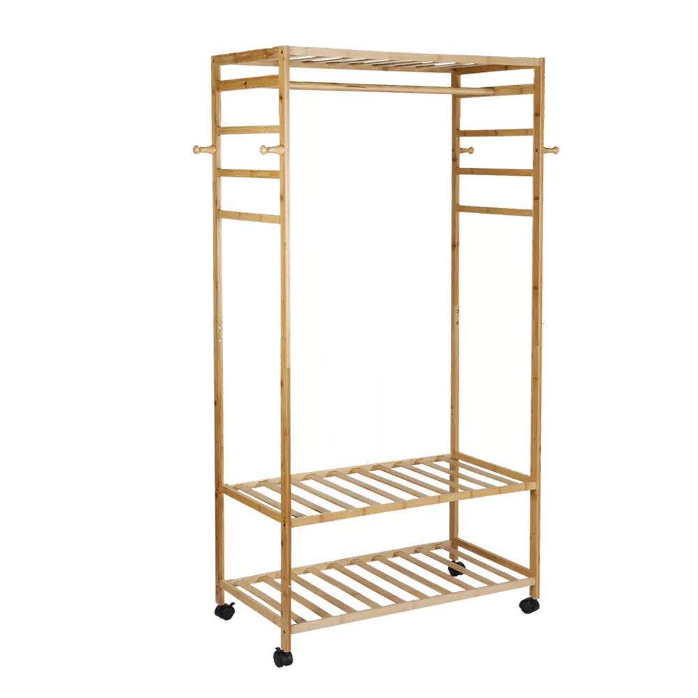 Hanging Heavy Duty Rolling Clothes Racks with Shoe Clothing Storage