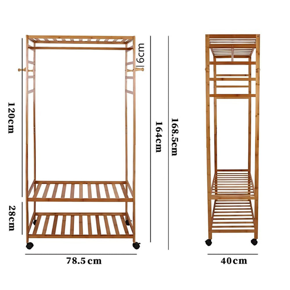 Hanging Heavy Duty Rolling Clothes Racks with Shoe Clothing Storage