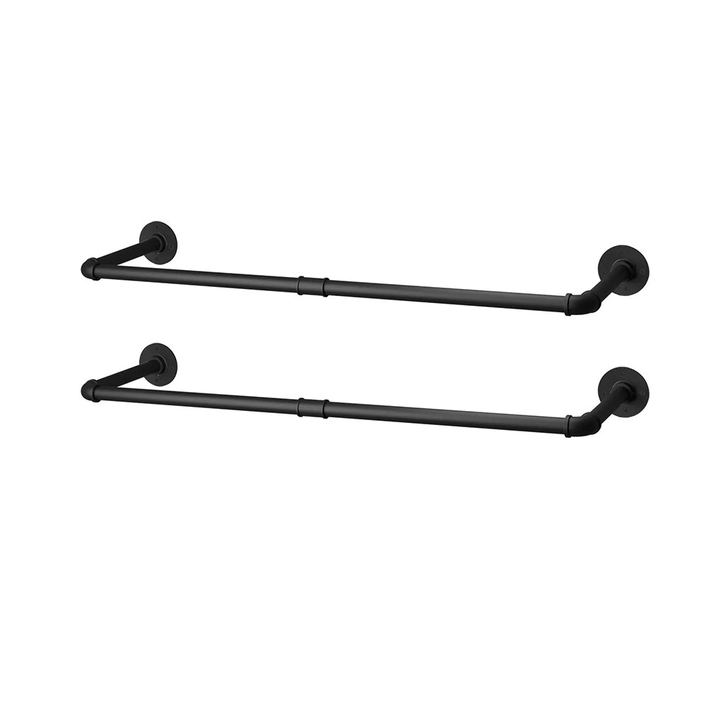 Pack Of 2 Wall-mounted Iron Industrial Pipe Clothes Rail Rack