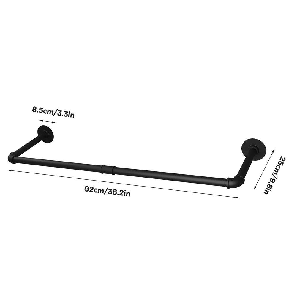 Pack Of 2 Wall-mounted Iron Industrial Pipe Clothes Rail Rack