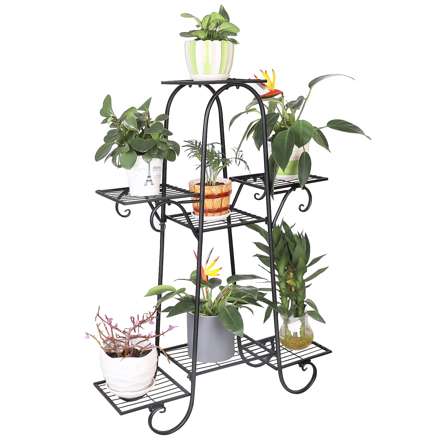 7 Tier Metal Plant Shelf Stand Multilayer Potted Display Rack Patio