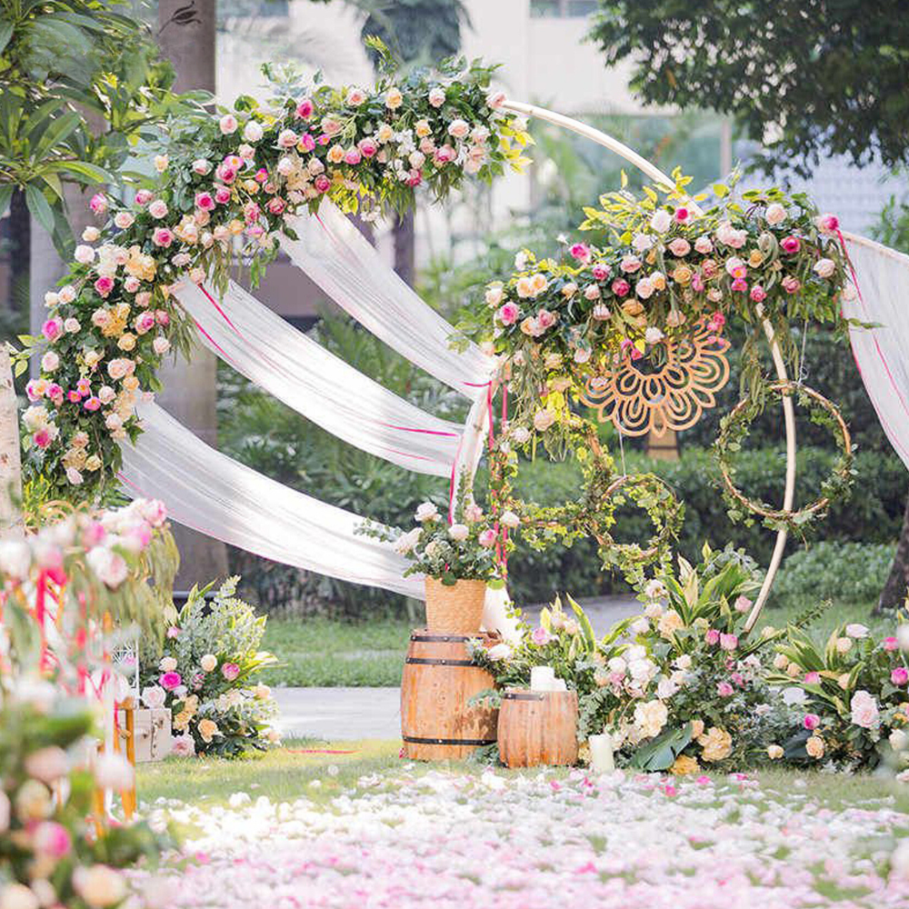 2.1M/2.4M Removable Round Wedding Arch Metal Backdrop Flower Frame