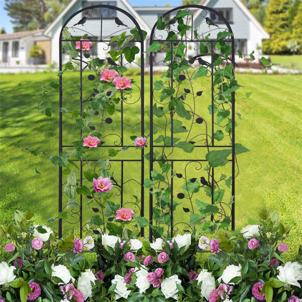 2PCS Metal Garden Trellis Fence Anti-Rust Climbing Plant Flower Panels