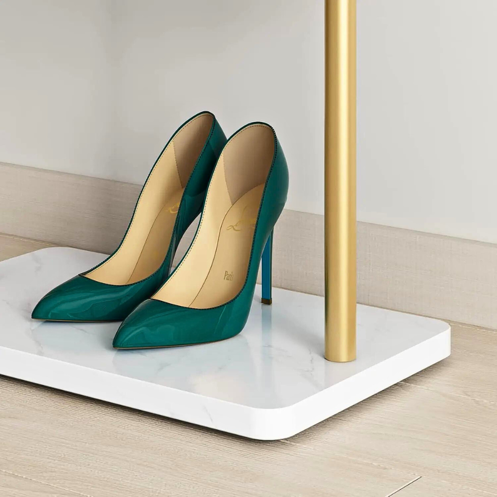 Heavy Duty Gold Pole Clothing Rack with Granite Stone Base