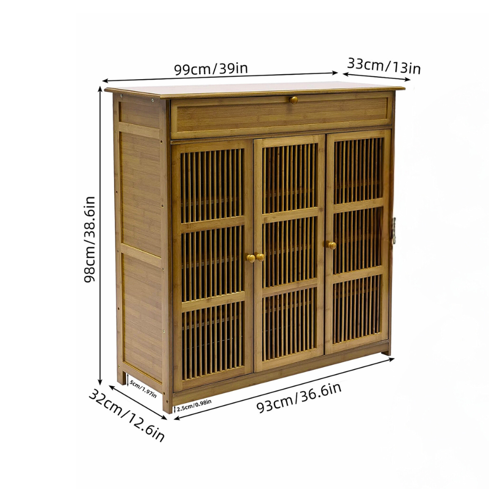 4-Tier Bamboo Entryway Storage Cabinet Closet Vintage Shoes Rack