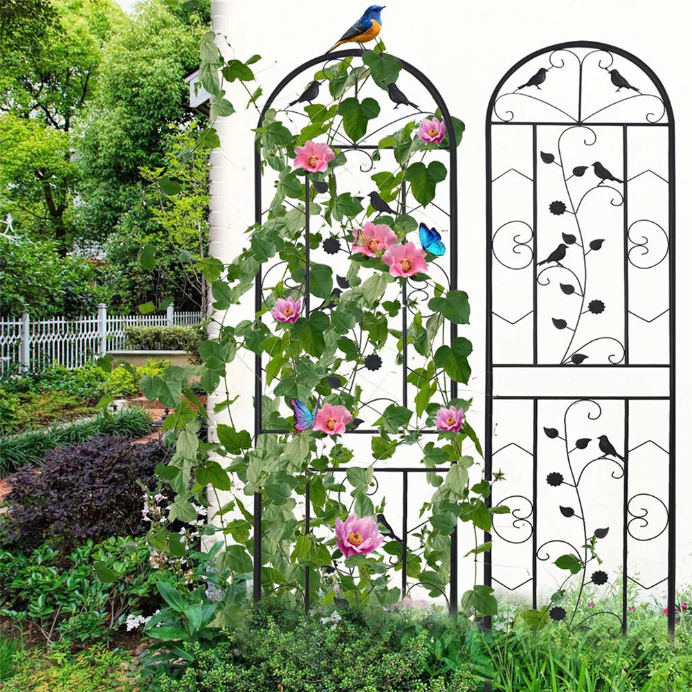 2PCS Metal Garden Trellis Fence Anti-Rust Climbing Plant Flower Panels