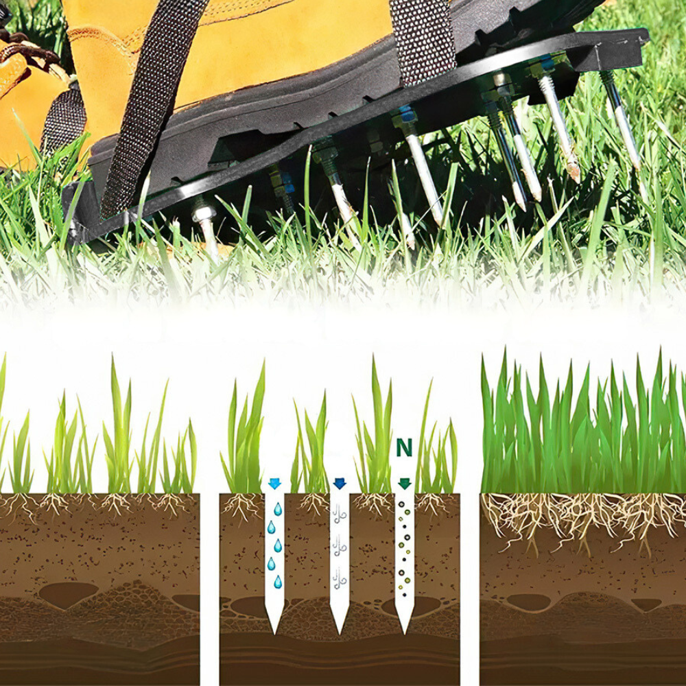 Garden Nail Shoes Yard Grass Cultivator Lawn Aerating Spikes Sandals with Adjustable Straps