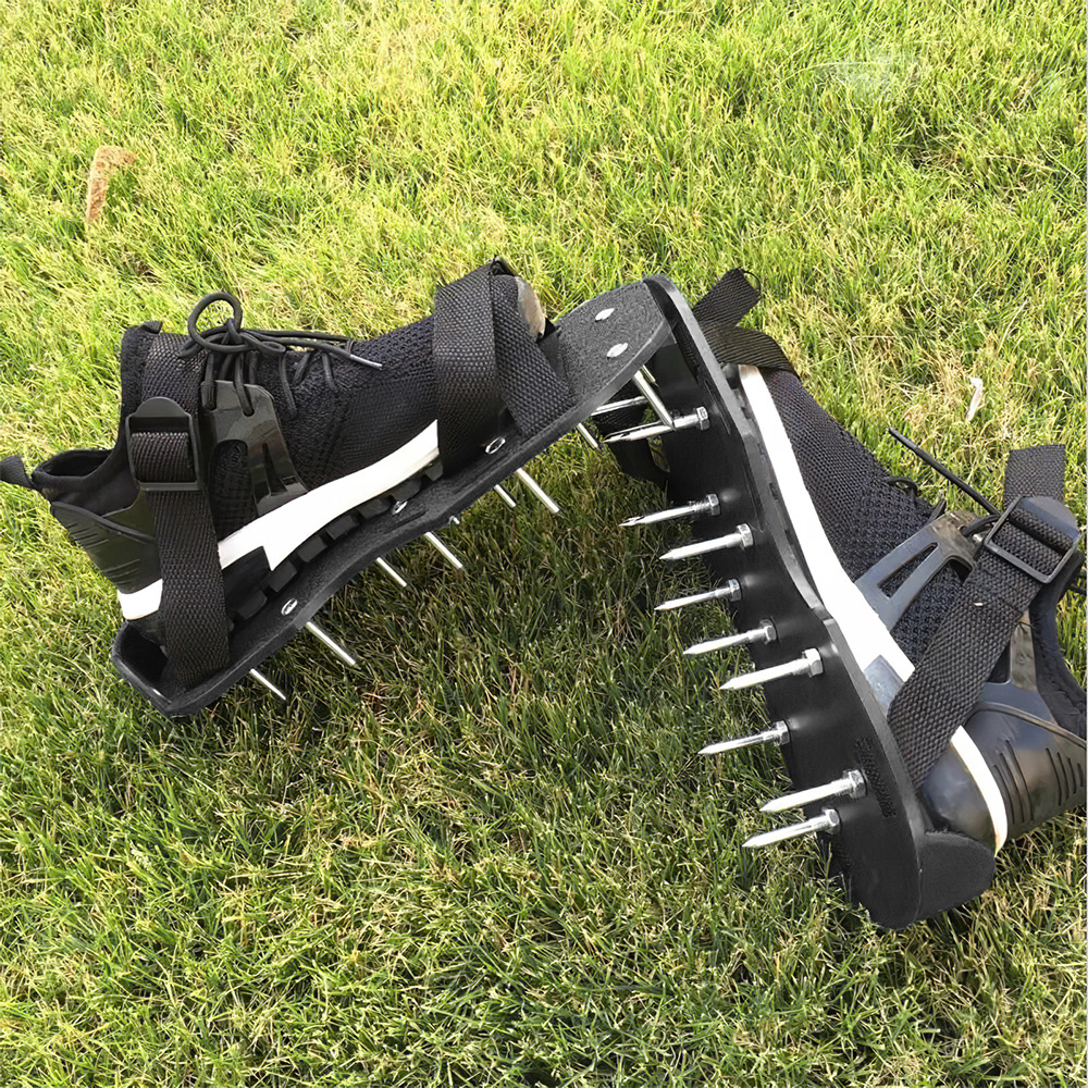 Garden Nail Shoes Yard Grass Cultivator Lawn Aerating Spikes Sandals with Adjustable Straps