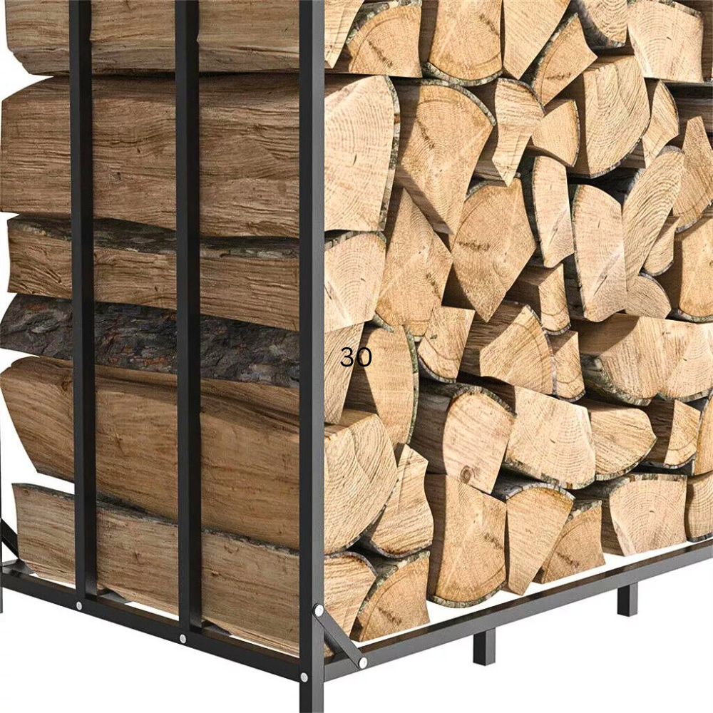 Heavy Duty Outdoor Firewood Storage Metal Log Rack with Top Cover