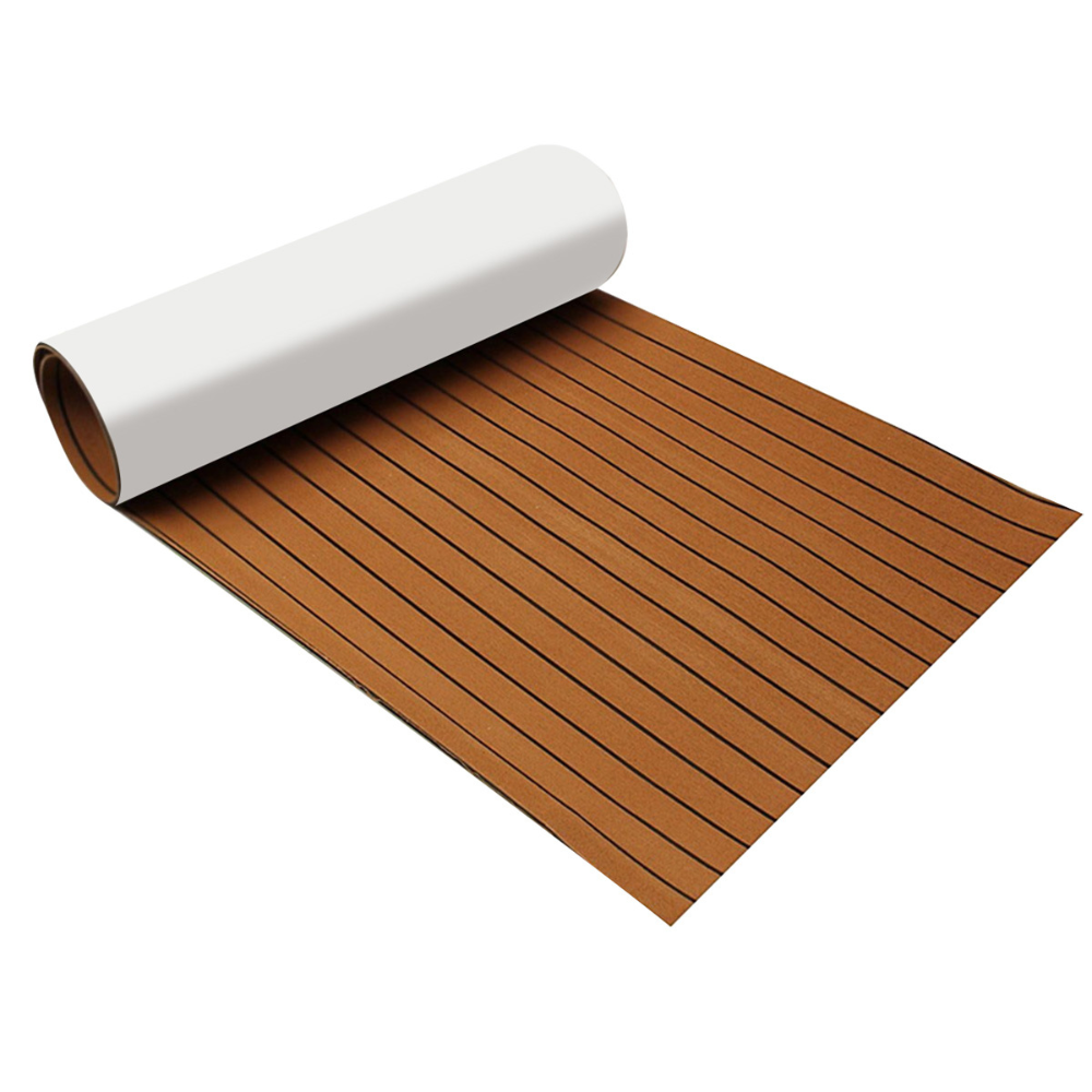 240x90cm EVA Boat Flooring Foam Marine Faux Teak Decking Carpet | Light Brown