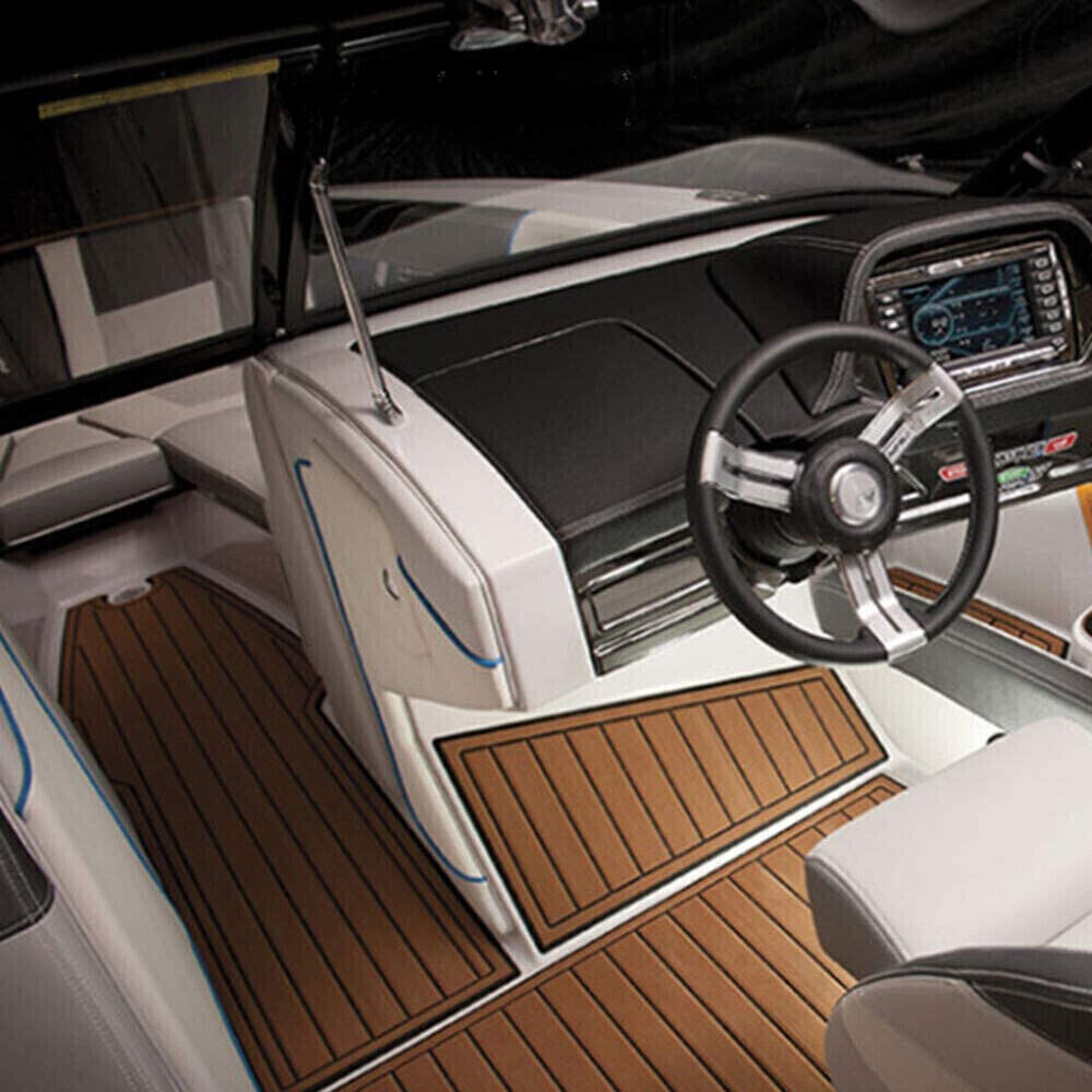 240x90cm EVA Boat Flooring Foam Marine Faux Teak Decking Carpet | Light Brown