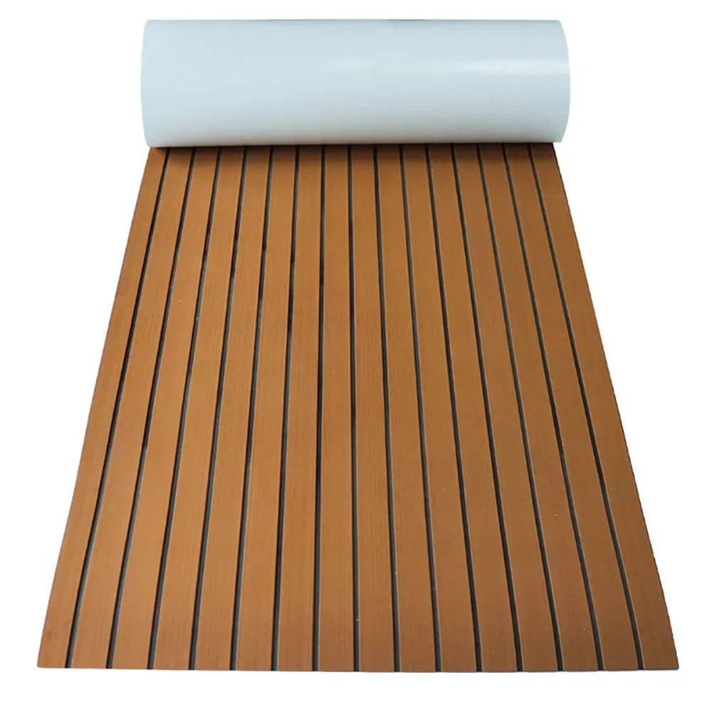 240x90cm EVA Boat Flooring Foam Marine Faux Teak Decking Carpet | Light Brown